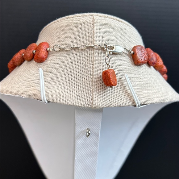Silpada N1370 sterling silver necklace features red sponge coral beads - Picture 3 of 4